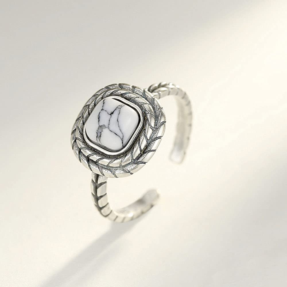 Offener Verstellbarer Fingerring-Kreativer handgeschnitzter Full-of-Blätter-Kreis Daumenring, Palast 5-6mm türkisfarbener Gelenkring, Schmuckgeschenk für sie