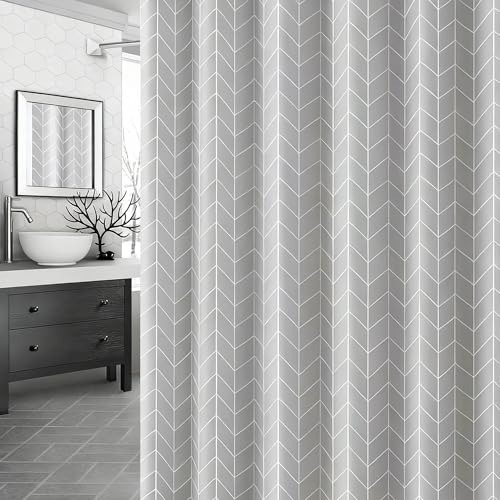 TGYIMENG Shower Curtain for Bathroom - Mould and Mildew Resistant - Grey 180 x 180 cm (71 x 71 Inch) Water Repellant PEVA Fabric