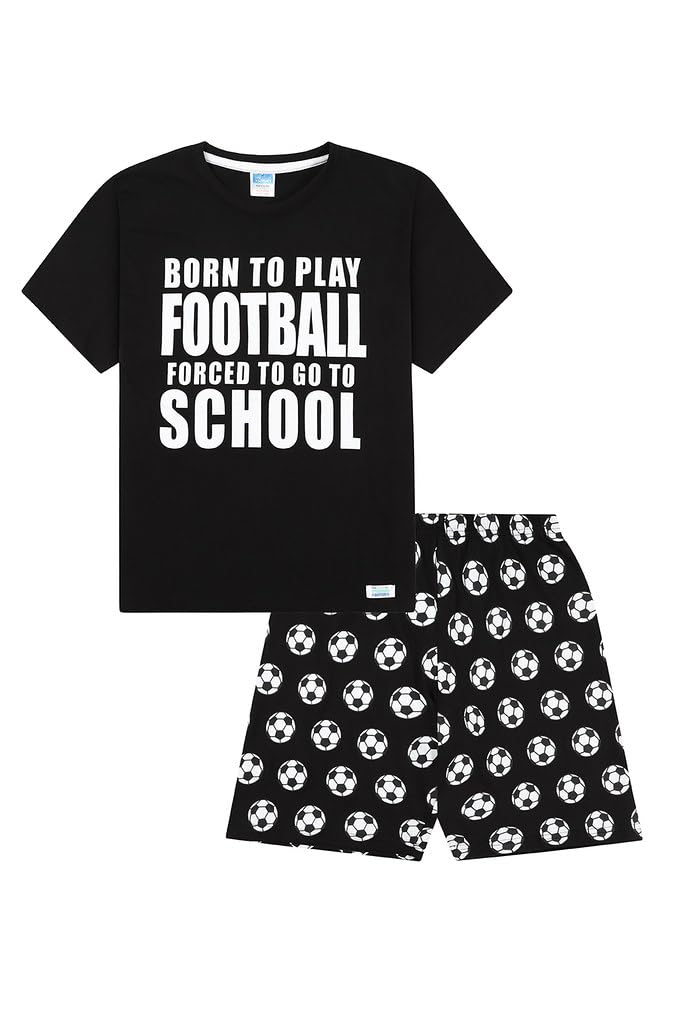 ThePyjamaFactoryBoys Born To Play Football Forced To Go To School Short Cotton Pyjama Set