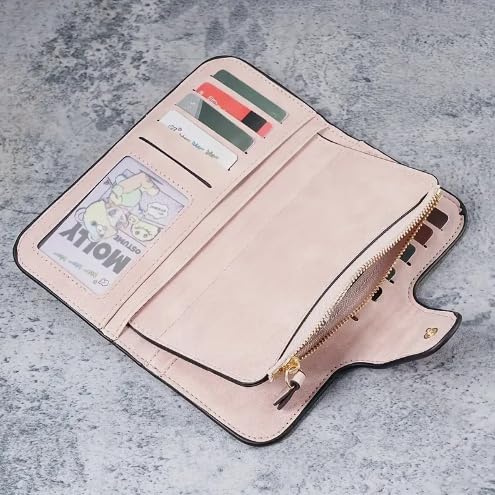 Wallet for Women, 1pc Women's Fashion Wallet, Synthetic Leather Long Clutch with Zipper and Snap Closure, Tri-Fold Design, Multi-Card Holder, Large Capacity, Casual Chic Style (Grey)4