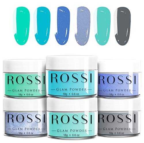 ROSSI Nails Dipping Powder Nails Set 6 Color | 0.6 oz/jar | Easy to Apply | Dip Powder Set, No UV Lamp, Nail Art Manicure (I’m On Cloud Nine)