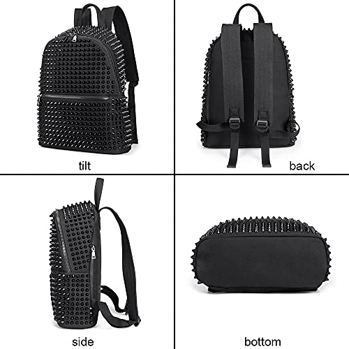 Fashion Backpack, Canvas Material Backpack, Rivet Backpack, Shoulder Bag Lady Backpack, Travel Bag-Black4