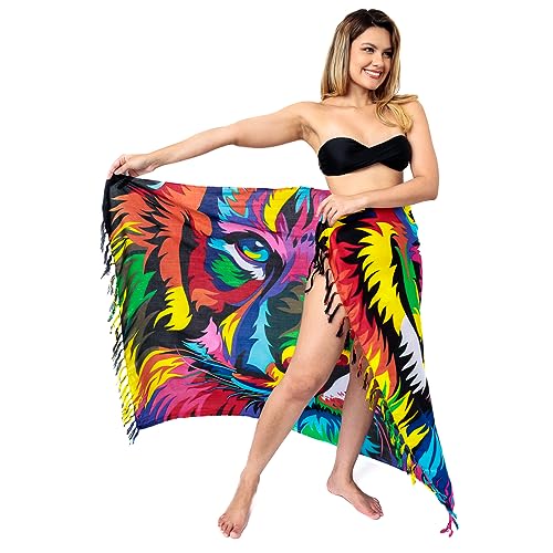 Canga de Praia Estampada Animal Leão Tigre Floral em Viscose (Tigre)