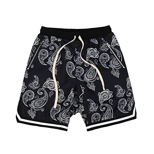 BOOMLEMON Men's Paisley Shorts Athletic Workout Basketball Shorts Casual Print Running Short Pants2