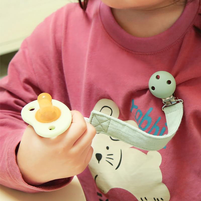 Miniatura 3 de Soporte de clip para chupete para bebé, niño y niña, tela de algodón puro suave, clips de Paci Binky se adapta a la mayoría de mordedores de