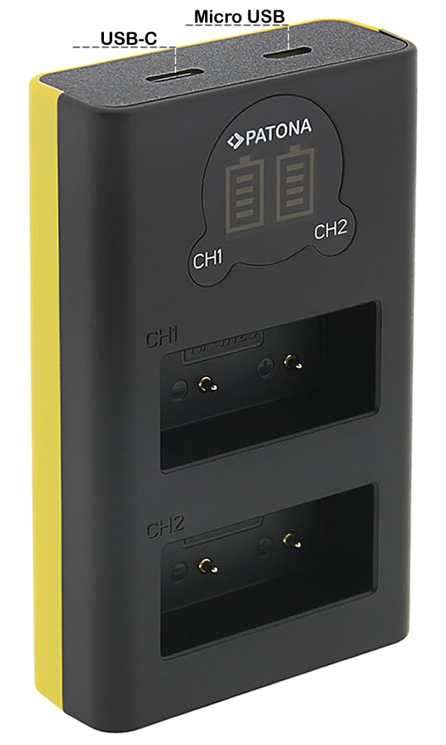 PATONA Kit Dual LCD Chargeur USB-C & Batterie 2X NP-W126S Protect 1210mAh | Compatible avec Fujifilm FinePix X-M5 X-M1 X100F X100V XT3 XA3 XA5, NTC-Sensor & étui protecteur