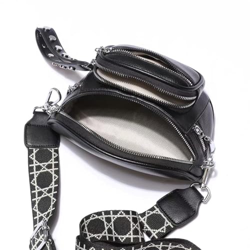 Image of Leather Fanny Pack Bag for Women, PU Leather Belt Bag Chest Purse Fashionable Crossbody Waist Bags Handbag for Everyday Use Trip Walking Hiking