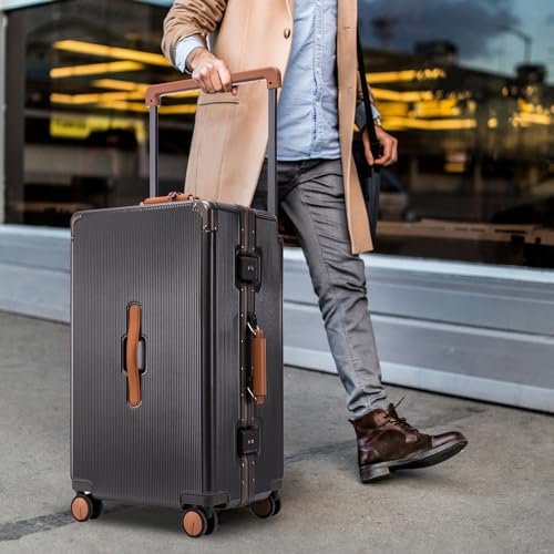 Apelila 28-Inch Wide Handle Hardshell Spinner Luggage - 116L Large Capacity with 360° Silent Wheels - TSA Lock & Aluminum Corner Guards - Lightweight PC+ABS for International Travel