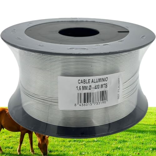 Llampec Hilo Pastor Eléctrico, 400m x 1,6mm, 99% Aluminio, Alta Conductividad, Resistencia 70kg, Bobina Profesional para Cercas Eléctricas, Fabricado en España