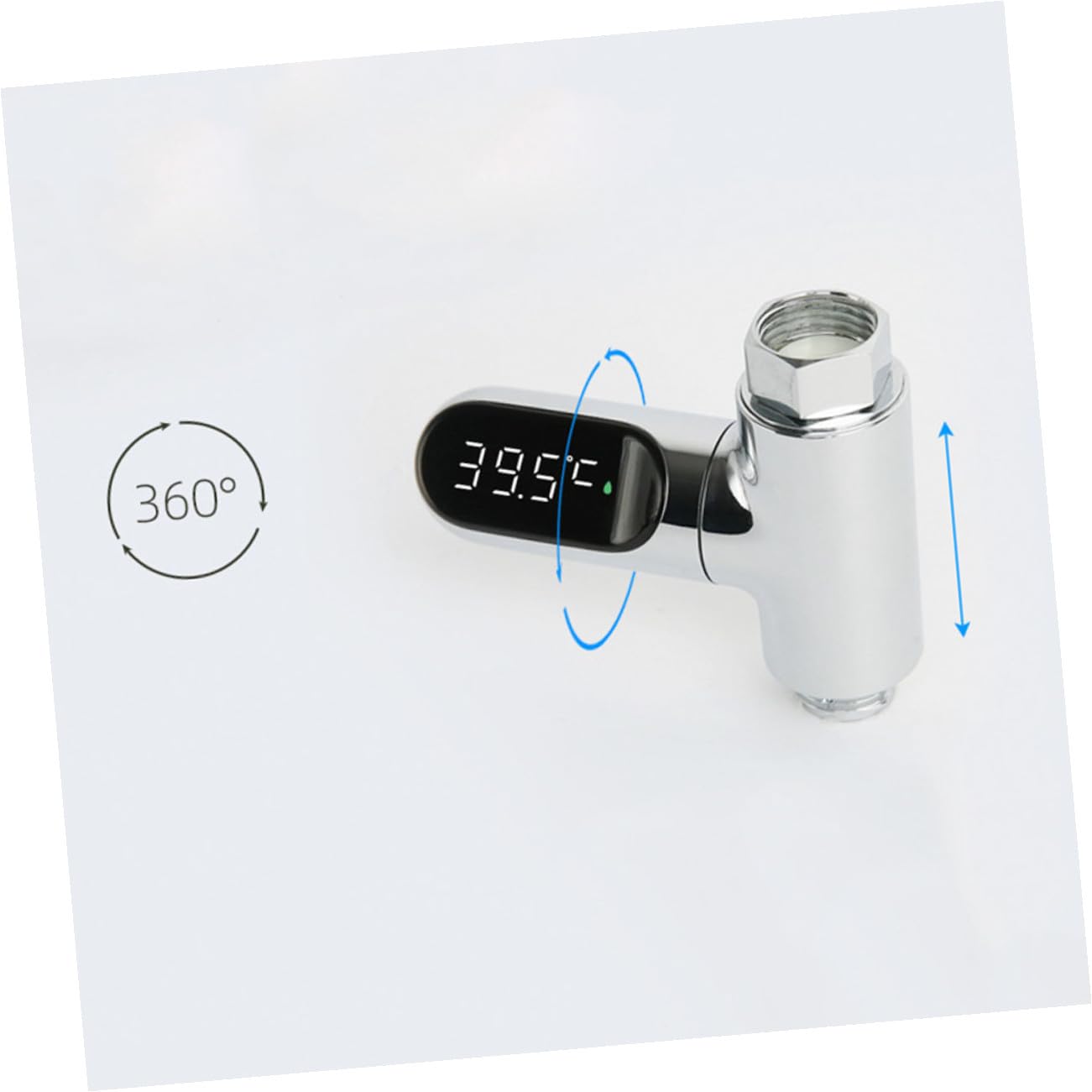 Termómetro de Ducha de Agua Pantalla LED, Plata, Rosca 1/2 Pulg