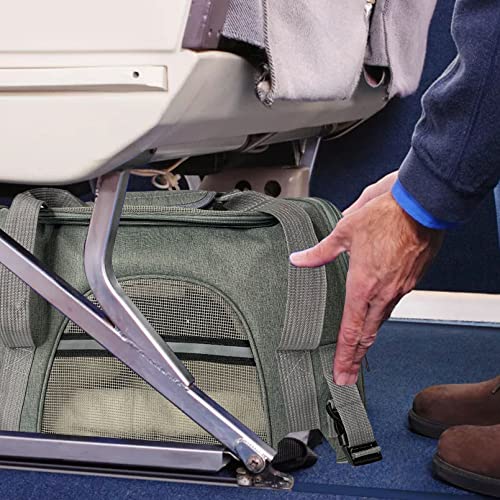 kathson rabbit travel carrier bag airline approved pet pocket breathable mesh window portable hand bag with locking safety zippers for small dogs cats bunnies and small animals grey