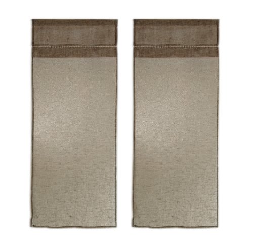Linder 0169 /29/427 Paire de Vitrages Droits Kaolin Point Clair Beige Naturel Passe Tringe 60 x 200 cm