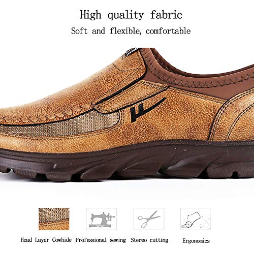 Mens Loafers Boat Non Slip On Leather Sneakers Casual Shoes Brown Comfortable Suede4
