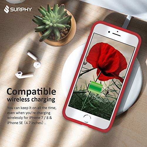 Surphy Silicone Case Compatible With Iphone Se Case (Se 2022 Case Se 3, Se 2020), Iphone 8 Case, Iphone 7 Case, Liquid Silicone Phone Case With Microfiber Lining (Red) #TOP3
