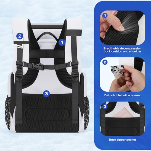 Image of Maelstrom Insulated Cooler Backpack, 36 Can Soft Cooler Ice Chest Bag | Double Compartment, 16H Cold, Leakproof, Bottle Opener, Waterproof, Lightweight, for Beach, Travel, Camping, Picnics, Hiking