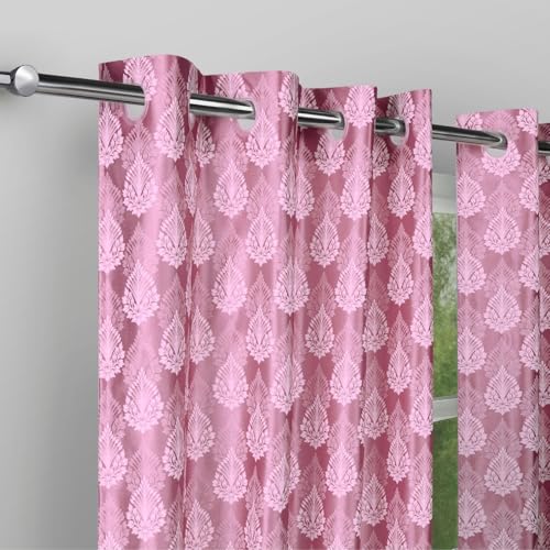 Rivermoor Window Curtains 5 Feet Set of 2 Heritage Buta Maroon Printed Curtains for Living Room & Bedroom, Plastic Eyelet, 50% Room Darkening, 114 x 152 cm, 125 GSM