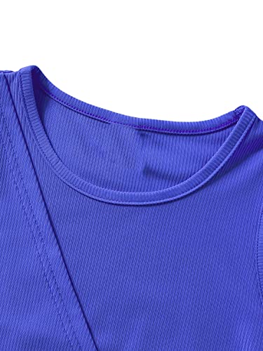 SweatyRocks Girl's Sleeveless Round Neck Criss Cross Wrap Top Ribbed Knit Crop Tank Tops3