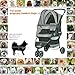 ROODO Escort 3 Wheel Dog Cat Pet Stroller for Small/Medium Dogs Cats Best Lightweight Foldable Portable Compact Jogger All Terrain Travel Pet Gear System Puppy Doggie Bunny Kitty Stroller(Grey)