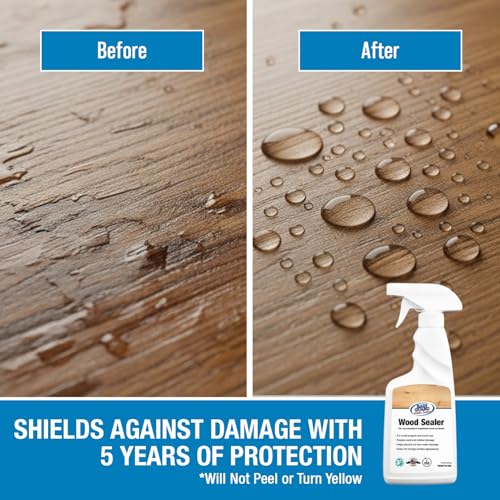 Image of Rain Guard Wood Sealer Spray | 16 Oz | Waterproof Outdoor Protection | Hydrophobic Barrier for Wooden Floors Decks Fences | Long-Lasting, Eco-Friendly | Safe For Pets & Plants | No Gloss | Made in USA