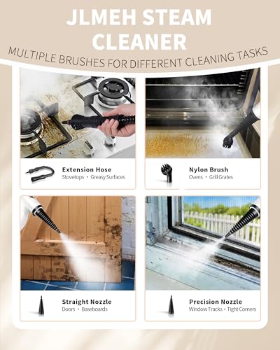 Image of Pressurized Handheld Steam Cleaner for home with 12pcs Accessories&Safety Lock - Multi-Surface Natural Deep Steamer for Cleaning Car, Furniture, Floor, Upholstery, Tile, Grout, Windows