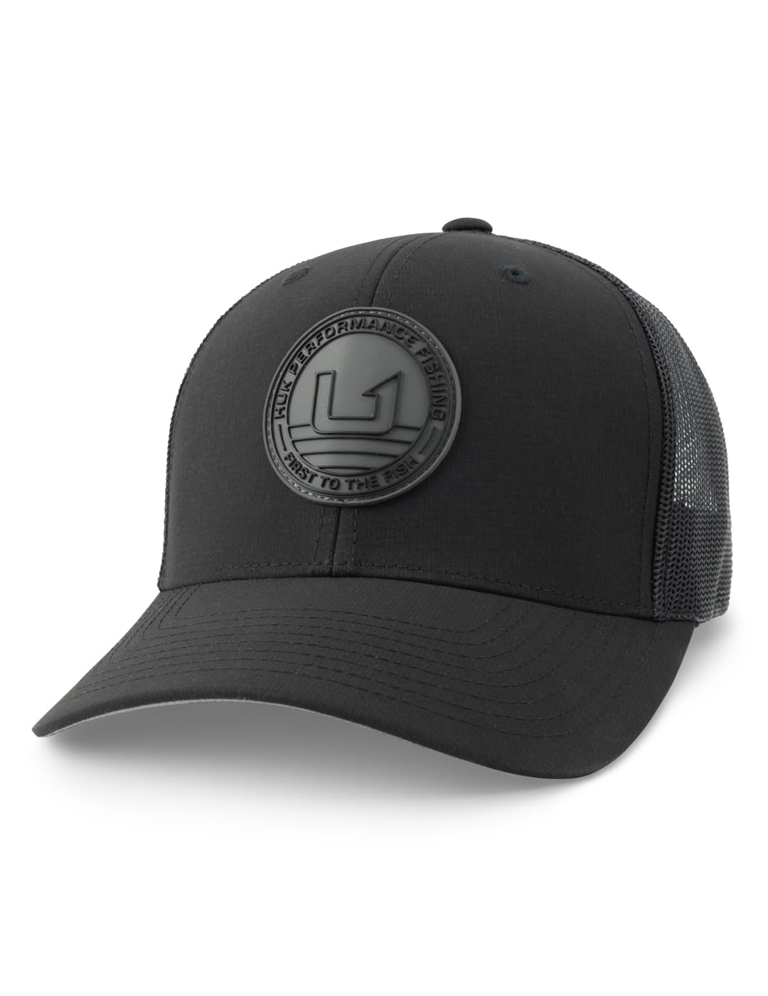 HUK Men's Standard Trucker, Anti-Glare Snapback Fishing Hat, Black