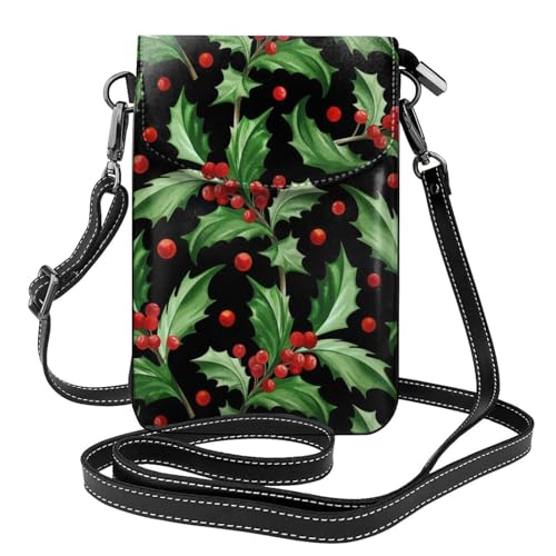 Petits sacs bandoulière Joyeux Noël Holly en cuir PU parfaits pour vos sorties urbaines