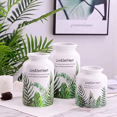 Jarrón de mesa pastel florero origami, diseño de helecho, hoja de palmera (juego de 3)