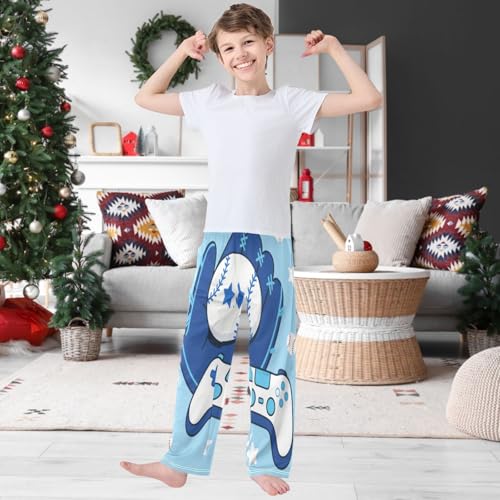 Boy's Pants Baseball and Game Jogger Pants Elastic Waist Long Bottoms Trousers with Pockets 6-14 Years2