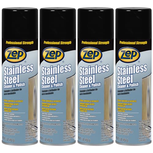 Zep Stainless Steel Cleaner and Polish - 18 Ounce (Case of 4) 1048844 - Cleans, Polishes, and Protec