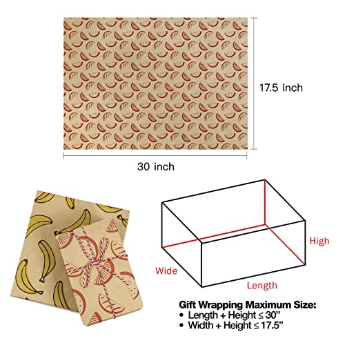 Packanewly Kraft Wrapping Paper Sheet - 6 Sheets Summer Design Reversible Gift Brown Wrap Paper - 17.5 X 30 Inches Per Sheet #TOP3