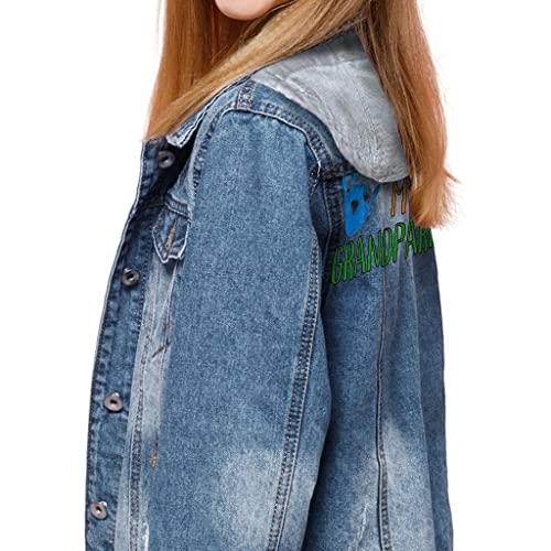I Love My Grandparents Hooded Denim Jacket for Kids - Cute Jean Jacket - Phrase Denim Jacket for Kids2