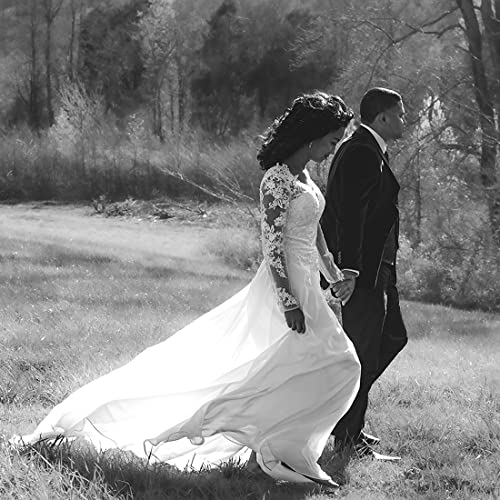 Findlovewedding Wedding Dresses For Bride 2023 With Lace Appliques Chiffon A Line Women Dress Long Sleeves Beach Bride Dress Us8 Ivory thumb #3