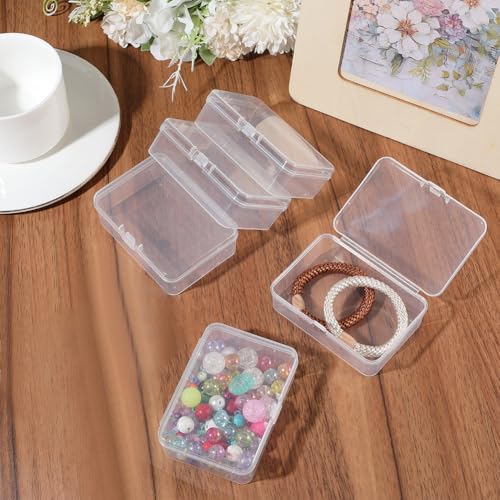 Image of 6Pcs Mini Containers with Lids Small Bead Organizer Box 2.44x3.39 Inch Clear Plastic Transparent Rectangle Storage Container for Crafts Accessories Collecting Beads Jewelry Supplies Hobbyists