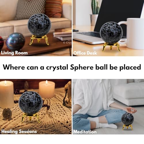Image of Certified Indigo Gabbro Crystal Ball for Meditation - Premium Crystal Vastu Items for Home and Feng Shui Items for Good Luck - Ideal for Pooja Supplies and Spiritual Practices (1.5 inch Inch)