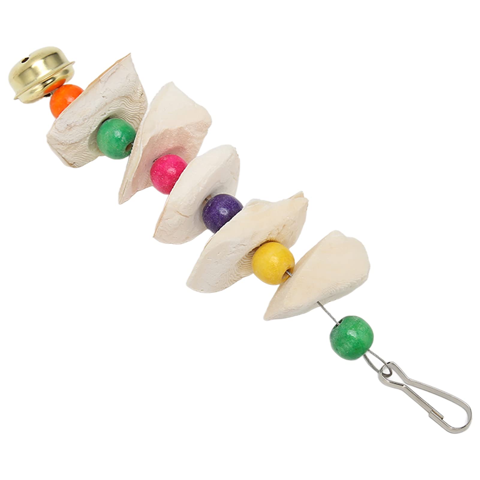 Juguetes para Masticar Pájaros para Loros - Sepia Natural Colorida con Campana para Rechinar los Dientes y Suplemento de Calcio - Material Seguro y Fácil de Instalar (M)