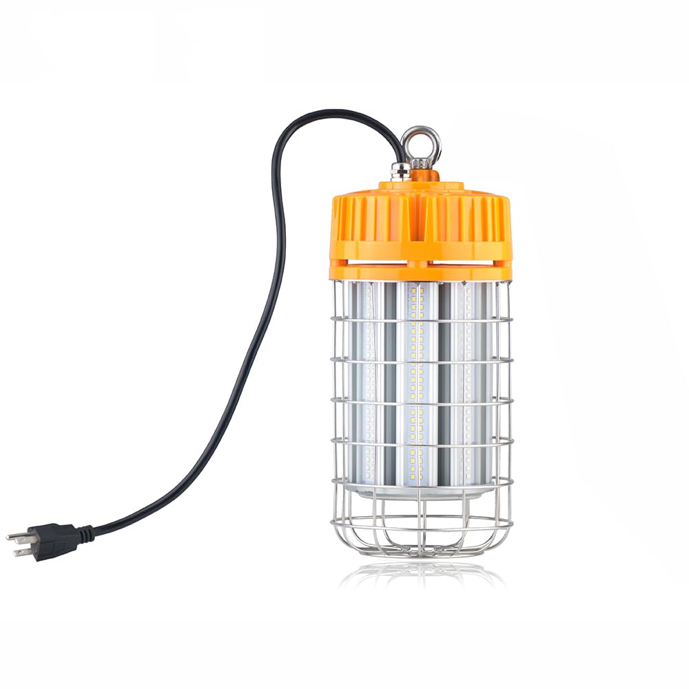 DLG GRP 100w LED Temporary Work Light for Construction Sites - 100-277VAC, 5000k Daylight, Durable Portable Linkable Job Site Lighting with Hook for