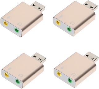 Mikikit 4pcs USB External Sound Card Sound Effects Board Aux to USB Sound with Microphone Jack PC Sound Card Wireless Adapter Adaptador De Universal Aux to USB Adapter Electronic