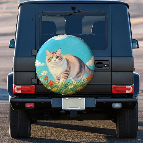 Image of Funny Cat Spare Tire Cover Wheel Protector Weatherproof Wheel Cover Universal Decorative Accessories for Camper RV SUV Travel Trailer 16 inch