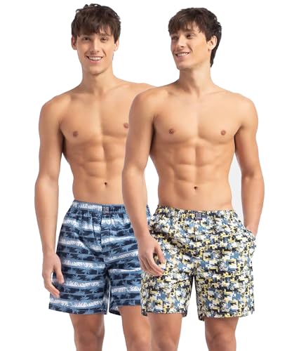 Image of Jockey US57 Men Super Combed Mercerized Cotton Woven Printed Boxer Shorts with Side Pockets (Pack of 2, Prints May Vary)