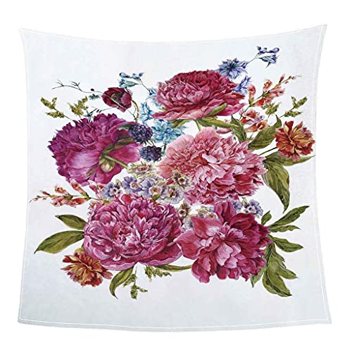 Couverture flanelle fleurs de pivoine plaid microfibre douce canapé - 4
