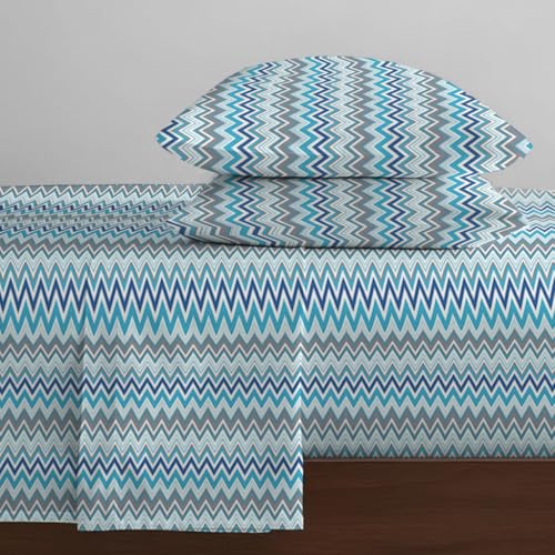 Image of Livspace Cotton Super King Size Bedsheet for Double Bed | 108 inch x 108 inch | 144 TC Flat Cotton Bedsheet with 2 Pillow Covers, Soft & Breathable - Bello Pure Nest Collection (Blue)