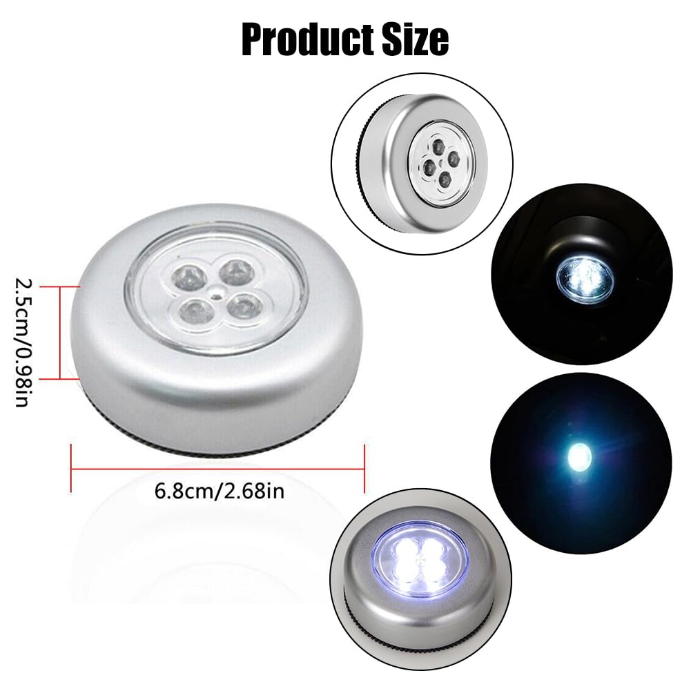 Lot 6 Lampes LED Tactiles Autocollantes - Spots Sans Fil Cuisine Escaliers Placards