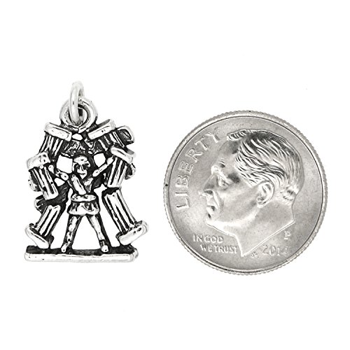 LGU Sterling Silver Oxidized Hercules or Samson Holding Pillars Charm2