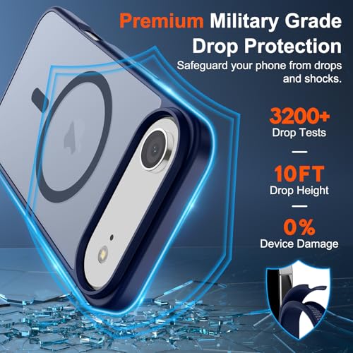 Image of SUPFINE Magnetic for iPhone Air Case (Compatible with MagSafe)(Military Grade Drop Protection) Slim Translucent Matte Shockproof with Anti-Fingerprint Phone Cover for 17 Air,Navy Blue