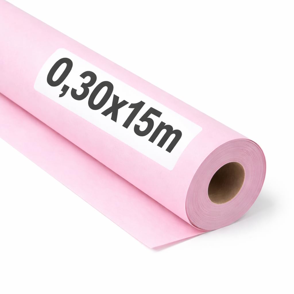 OFITURIA Kraftpapier Rosa Pastell – Rolle 0,30 × 15 m – 6 Rollen – Geschenkpapier Und Verpackungspapier – Bastelpapier Für DIY, Dekoration Und Schnittmuster – Reißfest Und Leicht Zuschneidbar