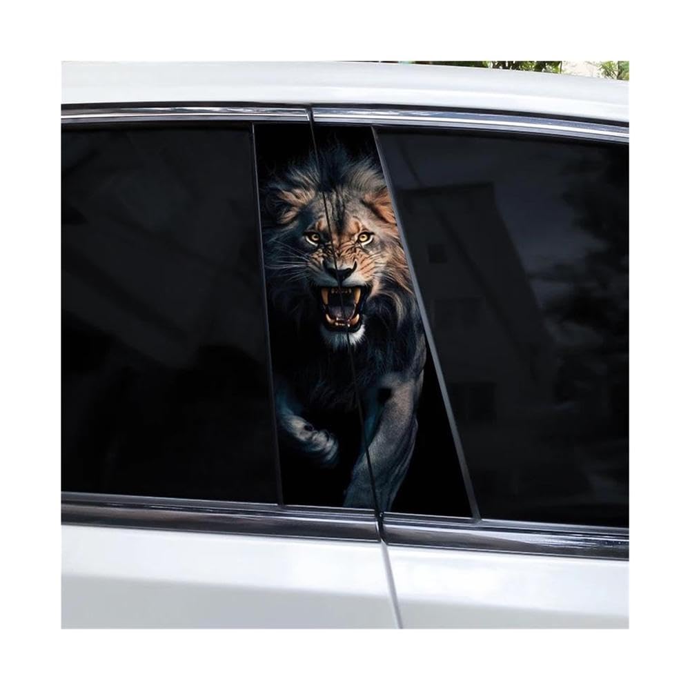 Decorative Items 2pcs Animal Lion Car B-Pillar Decals Waterproof Decorative Stickers(G)