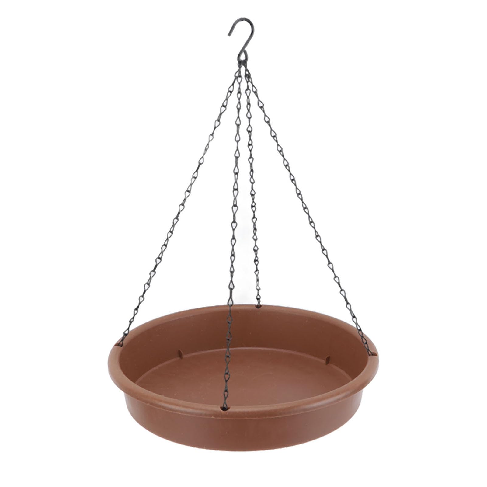 Hanging Bird Bath Hanging Bird Feeder Tray Round Plastic Outdoor Bird Bath Tray Large Capacity Durable Proof Easy to Clean for Garden Decoration Brown 30.5CM Size