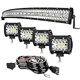 TURBO SII 30/32 Inch Curved Led Light Bar 585W Triple Row Offroad Driving Spot Flood Combo Beam Led...