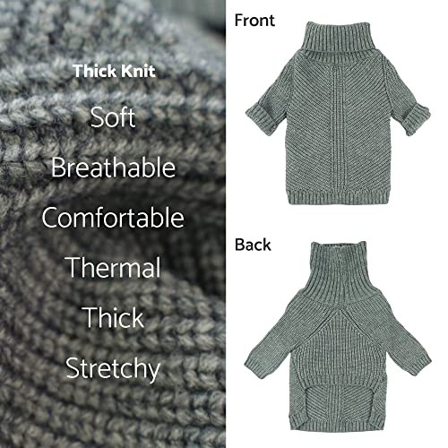 Image of Fitwarm Dog Turtleneck Sweater, Thermal Knitted Pet Coat, Dog Winter Clothes for Small Dogs, Cat Apparel, Heather Grey, Large