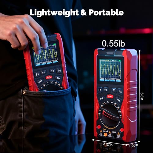 3-in-1 Handheld-Oszilloskop Multimeter mit Signalgenerator, 12MHz Bandbreite 50MSa/s Abtastrate, Tragbares Digitales Oszilloskop Multimeter, True RMS Auto-Bereich, 1500mAh Batterie